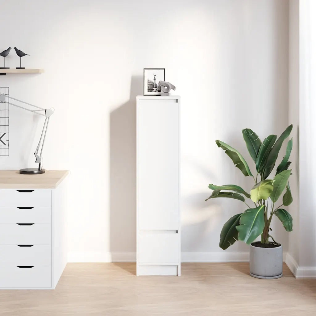 Credenza-Buffet-Armadio da cucina Bianca 29,5x34x119,5 cm in Legno Multistrato