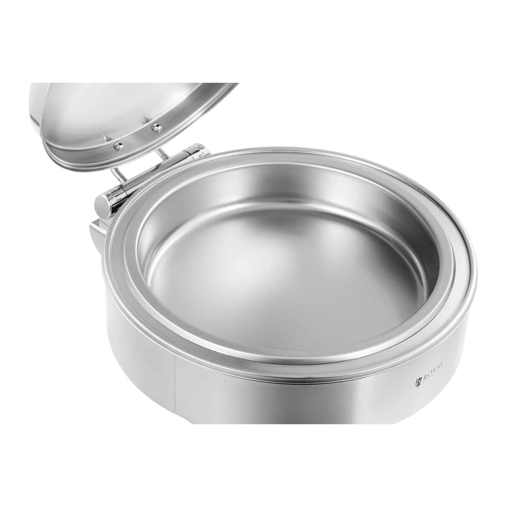Chafing dish professionale a fondo piatto (acciaio inox 5,8 litri dimensioni contenitore: φ 390 x 65 mm manico cool-touch) 14_0004241