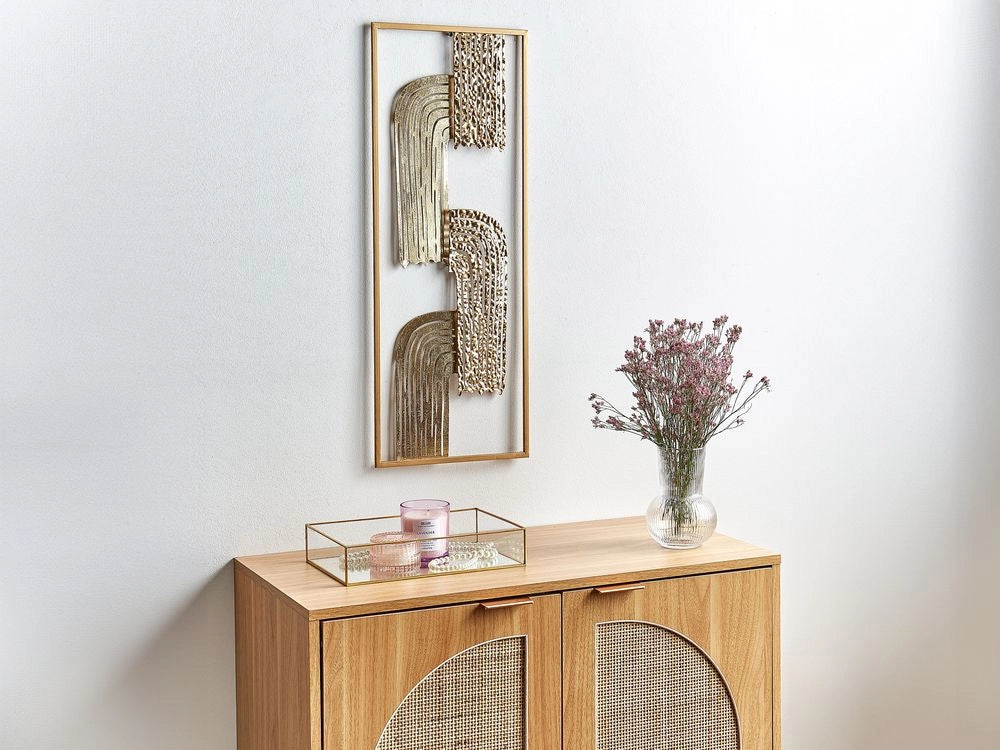 Decorazione murale moderna in ferro oro fatto a mano 75 x 29 cm accessorio stile industriale moderno