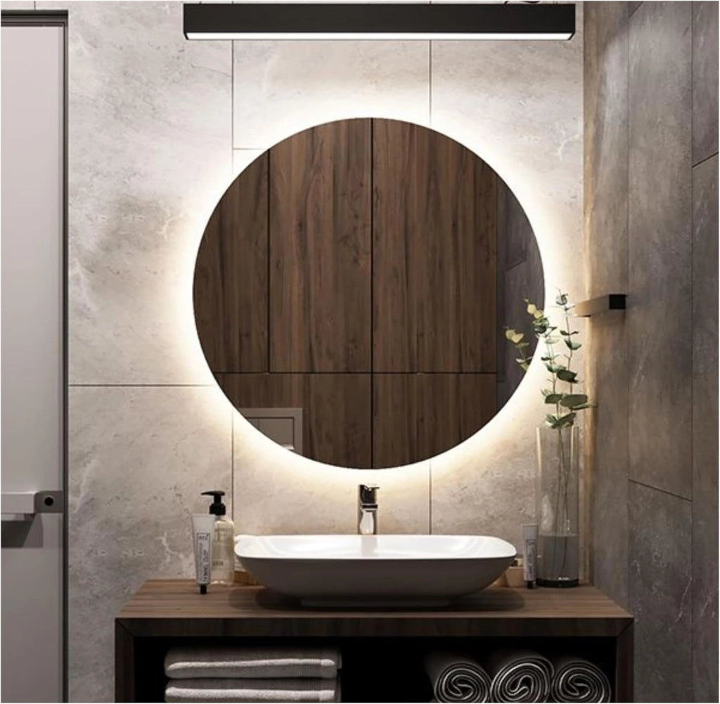 Specchio Rotondo 80 cm GIANT, Specchio Bagno Led Retroilluminato 4000K Personalizzabile Made in Italy, Specchiera Bagno Bordo Filo Lucido Moderno