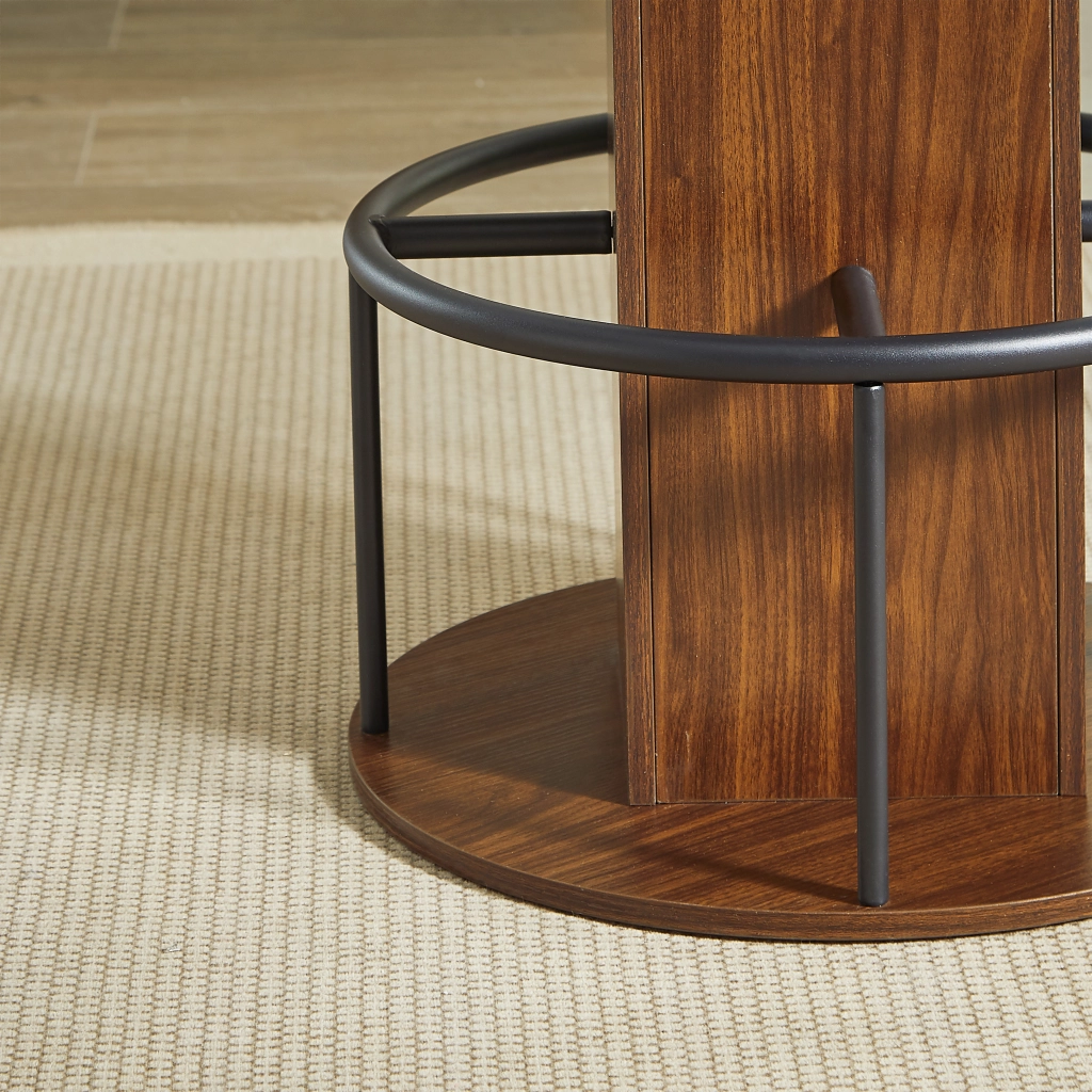 TAVOLO BAR ROTONDO 80 cm Noce Set 3 pezzi con 2 sgabelli