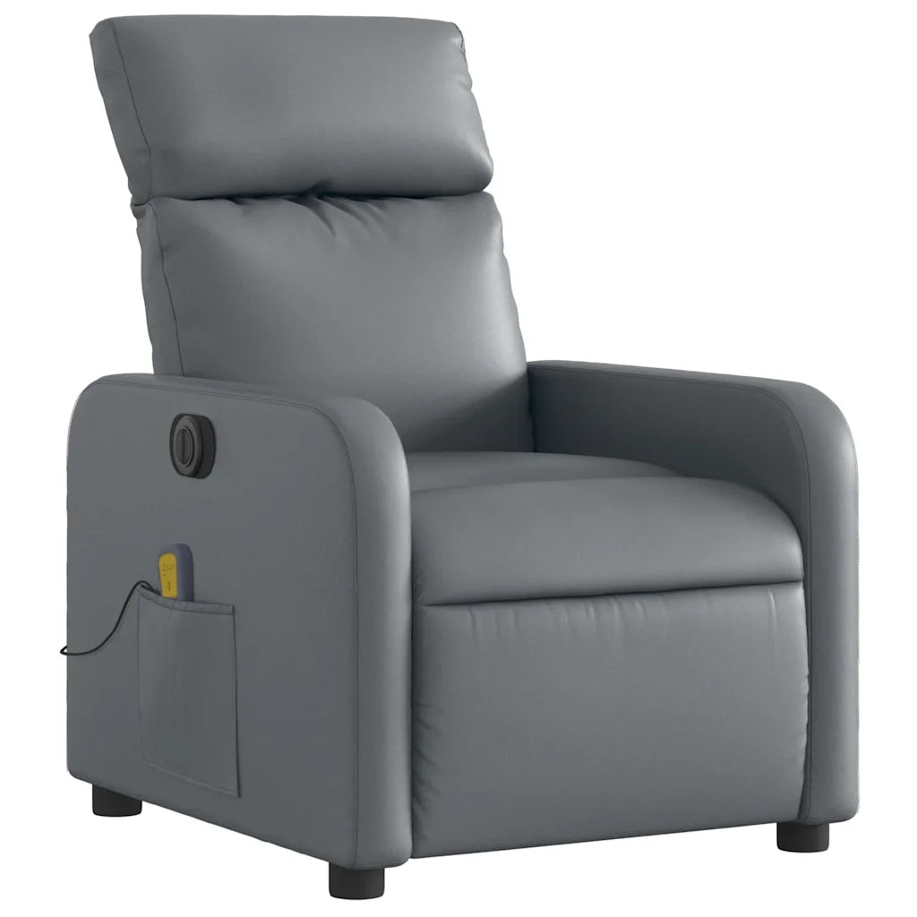 Poltrona Massaggiante Elettrica Reclinabile Grigio Similpelle 3206745