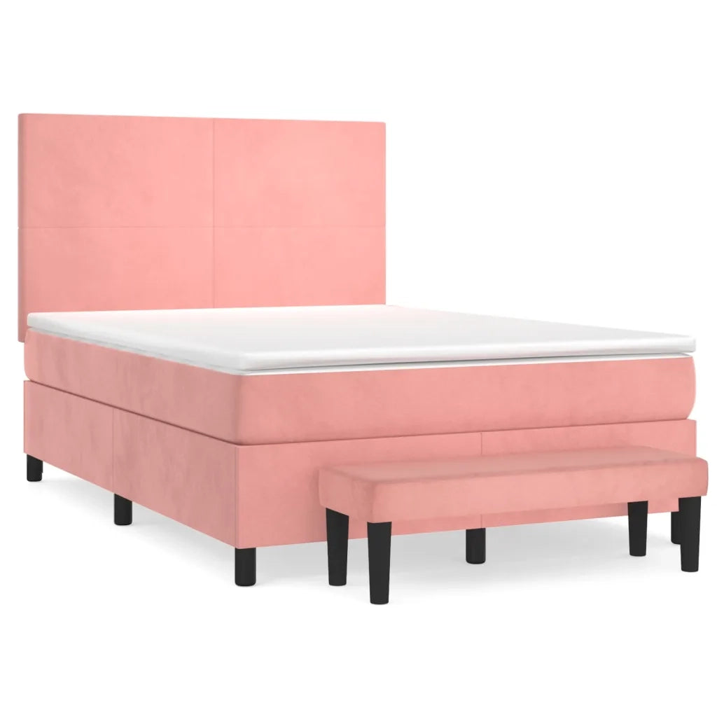 Giroletto a Molle con Materasso Rosa 140x200 cm in Velluto 3137730