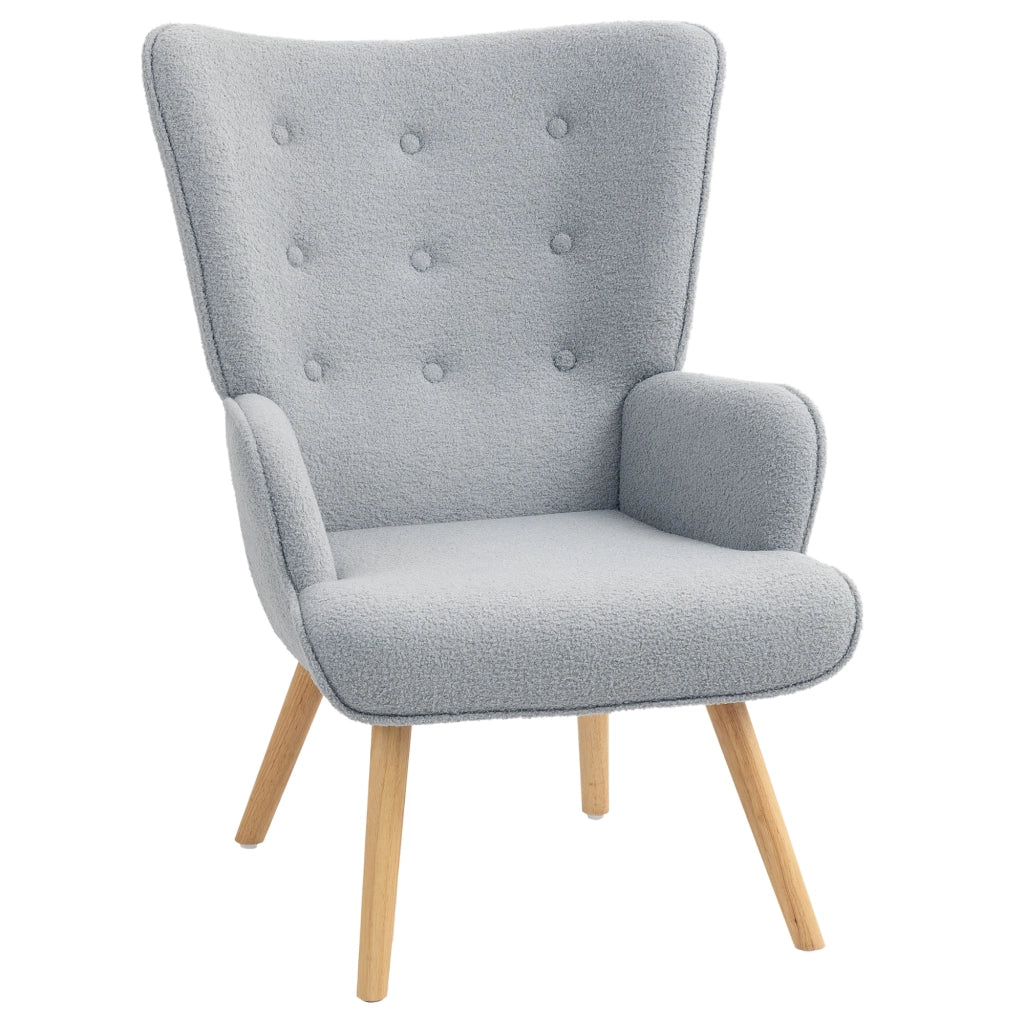 Poltrona relax imbottita in tessuto boucl¨¦ ¨C Zephmum ¨C Grigio chiaro 71x74x96 cm