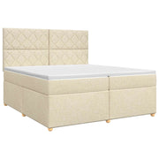 Letto box spring con materasso Crema 200 x 200 cm Tessuto 3453975