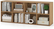 Libreria Scaffale a 8 Cubi Aperti, Libreria Bassa in Legno Salvaspazio, Scaffale Espositivo per Camera da Letto, Soggiorno, Salotto, Ufficio e Studio, 121,5 x 29 x 61 cm (Naturale)