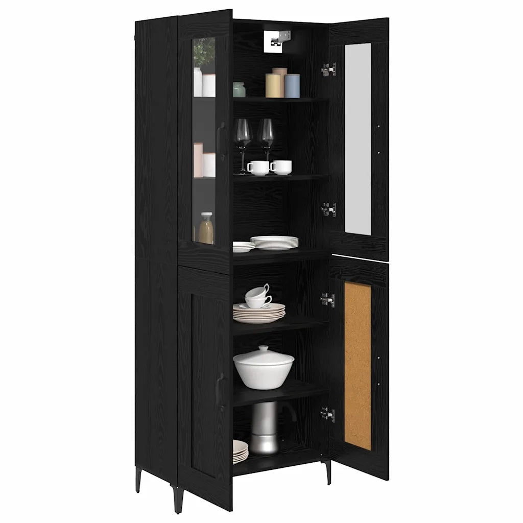 Credenza Rovere Nero 69,5 x 34 x 180 cm Legno ingegnerizzato 3403582