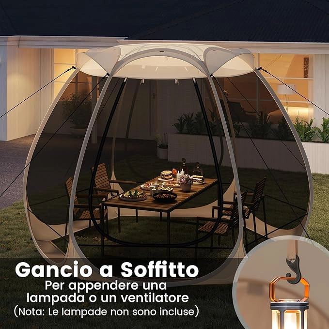 Tenda a Rete Pop Up per 4-6 Persone, 310 x 270 CM, Tenda da Campeggio Pieghevole con Zanzariera, Borsa Portatile, per Famiglie, Campeggio e Giardino