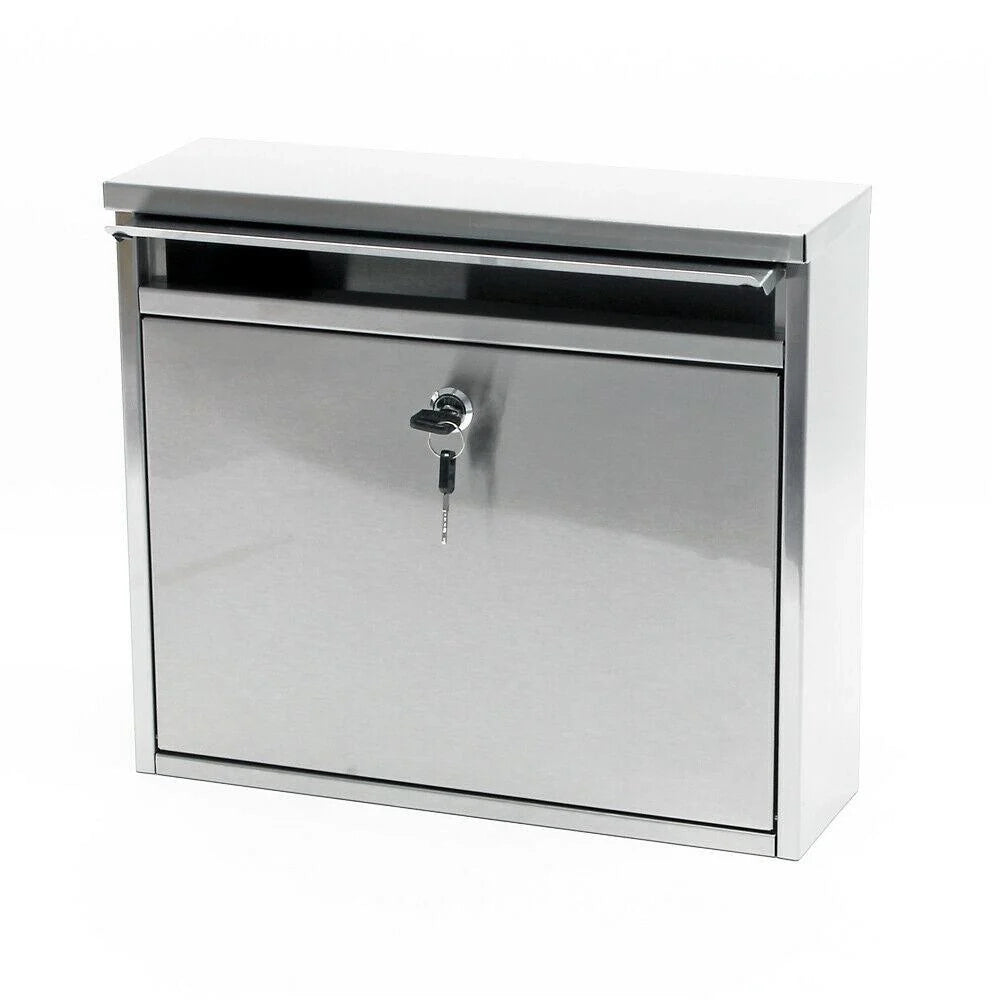 Cassetta postale di design cassetta postale in acciaio inox da parete 32 x 36 x 11,5 cm argento 16_0000057