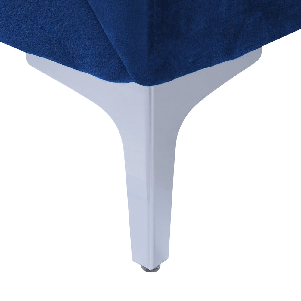 Divano Blu Rivestimento Tessuto Gambe Argento 2 Posti Divanetto Glam