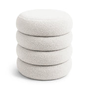 Pouf contenitore cilindrico in tessuto teddy 42 cm SNUGGO Bianco Nebbia