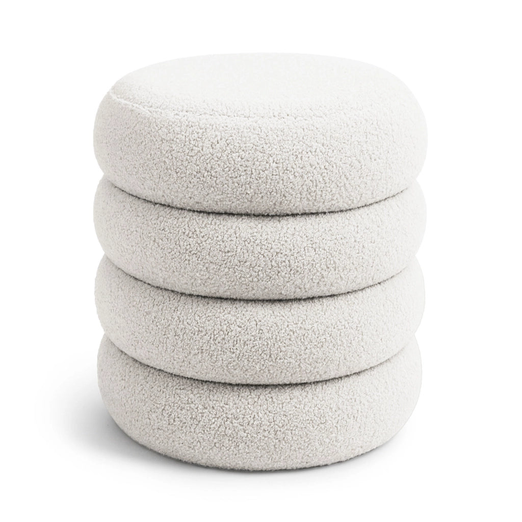 Pouf contenitore cilindrico in tessuto teddy 42 cm SNUGGO Bianco Nebbia