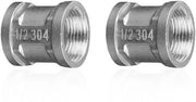 Due pezzi di tubo in acciaio inossidabile con doppia vite 1/2" IG x IG, adattatore di connettore a nastro interno, tubo in acciaio inossidabile doppio con vite 1/2", connettore a doppia vite per connessione di tubo (1/2")