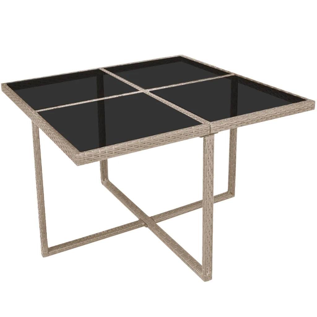Set da Pranzo da Giardino 9 pz con Cuscini in Polyrattan Beige 42556