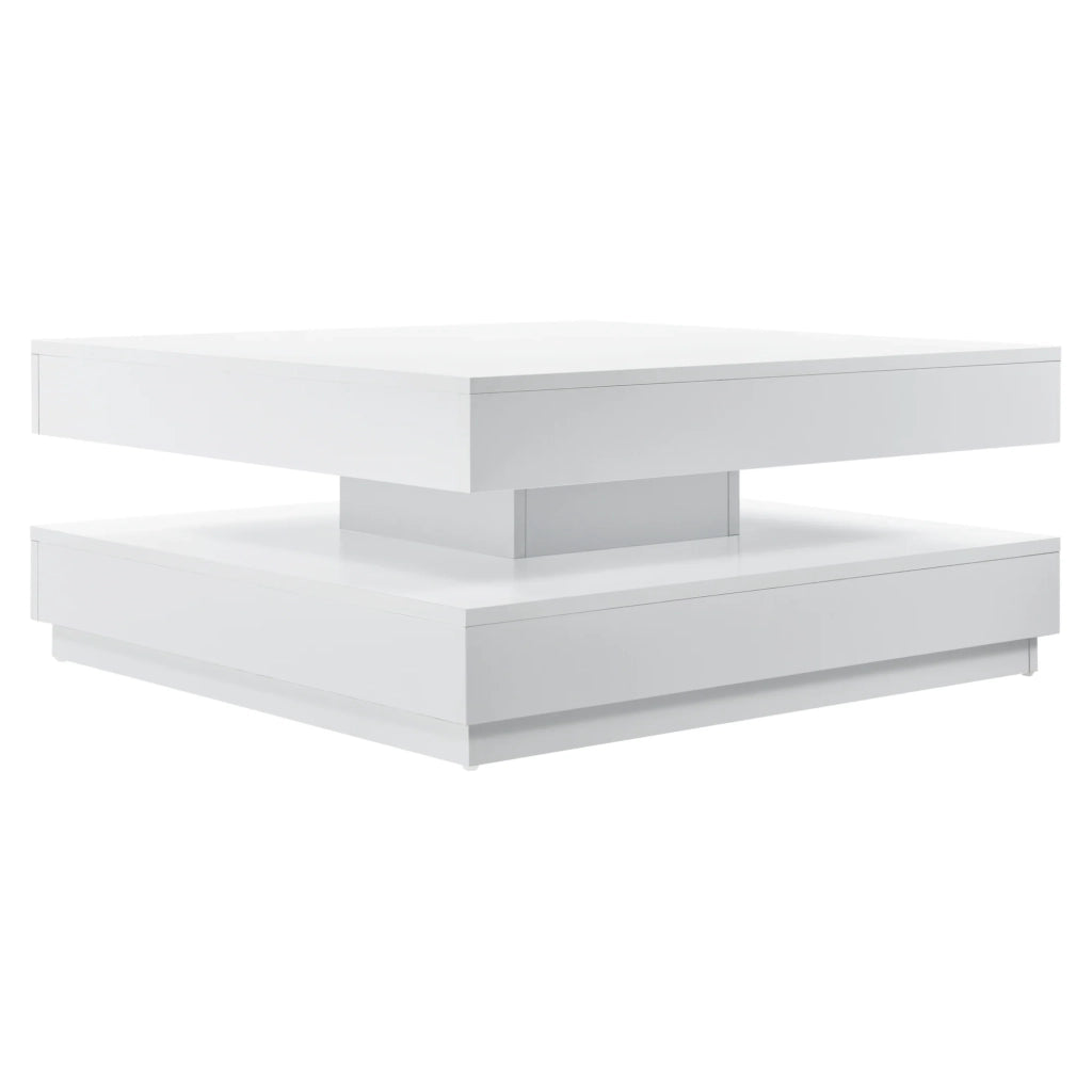 Tavolino con piano girevole pannello in fibra di legno 76 x 76 cm bianco 03_0004126