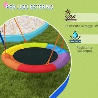 Altalena da Giardino a Nido per 1-2 Bambini in Metallo Rinforzato, 196x172x180cm, Multicolore