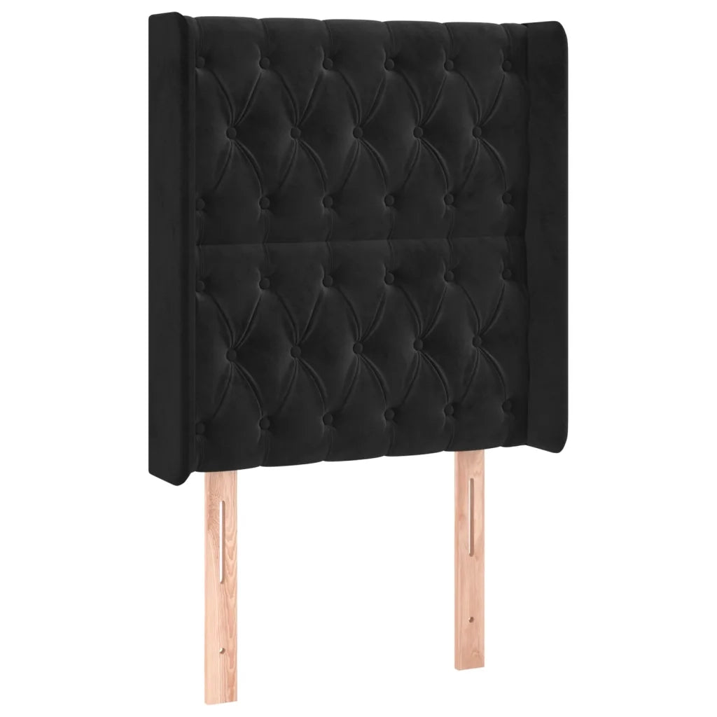 Testiera ad Orecchio Nera 83x16x118/128 cm in Vellutocod mxl 97752