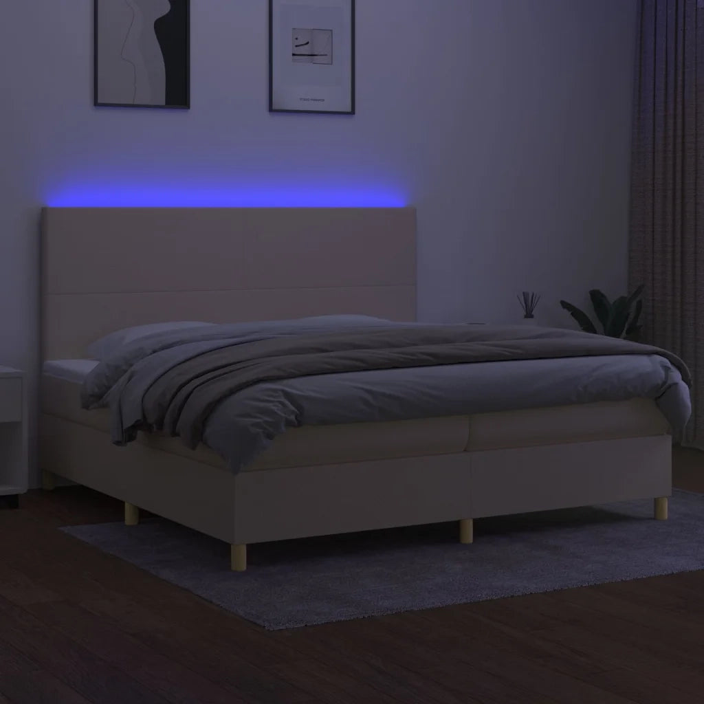 Letto a Molle Materasso e LED bianco 200x200cm in Tessuto 3135306