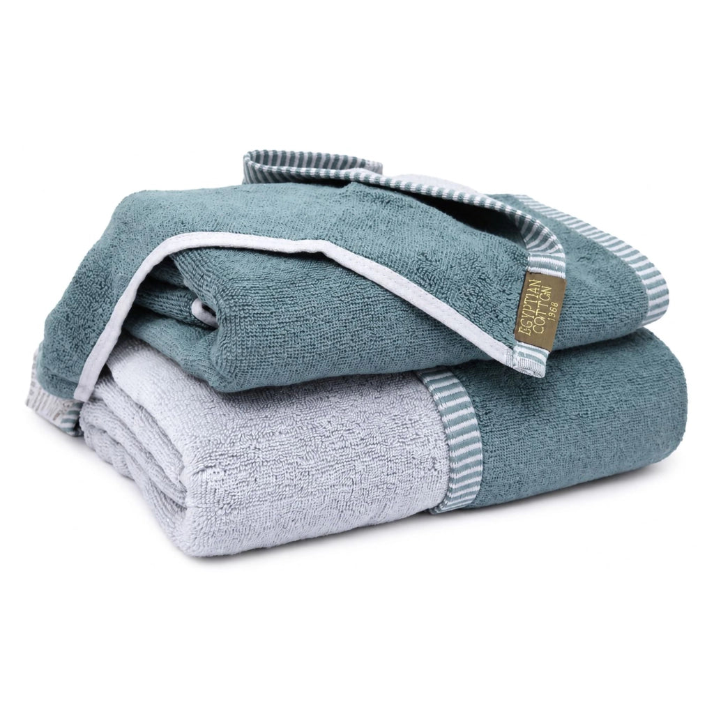 Sazaga, set di Asciugamani 100% Cotone set da 2 Reversibile, Grigio Chiaro