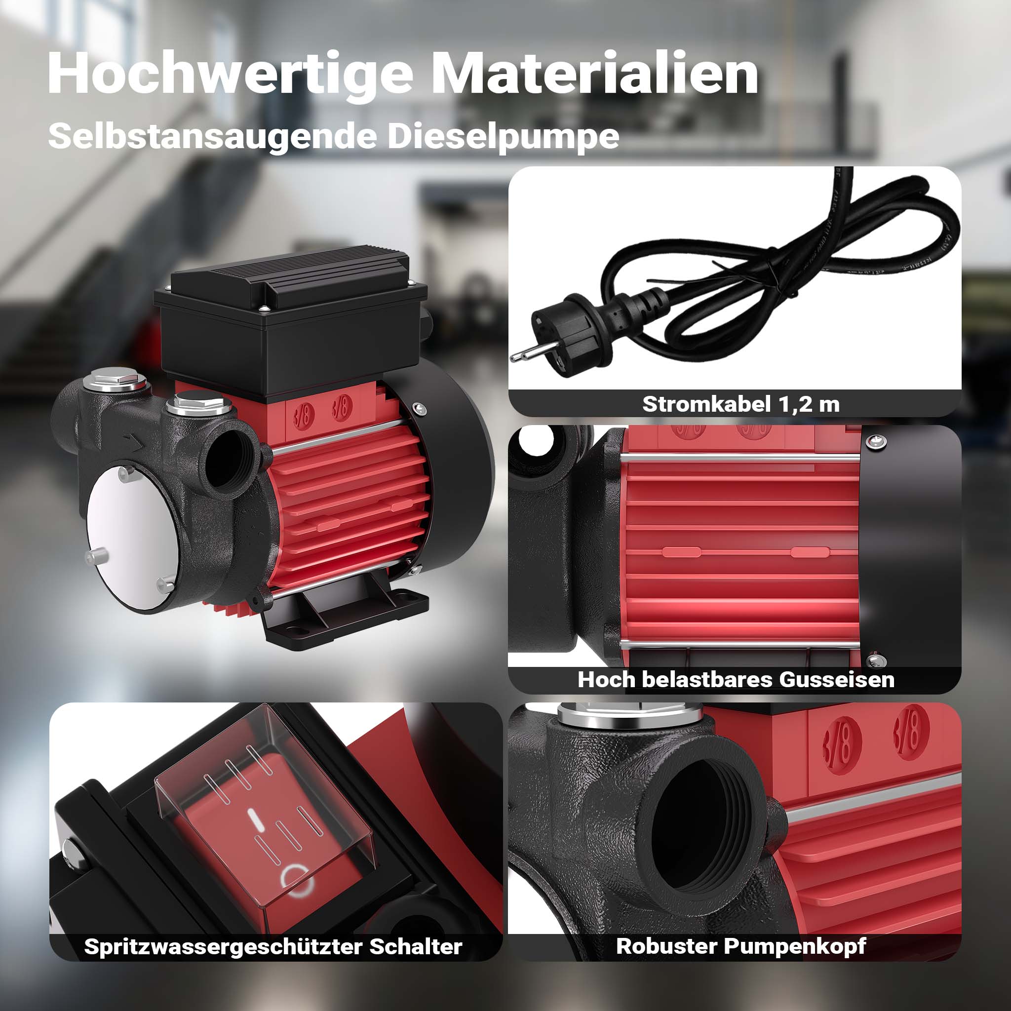 Pompa autoadescante diesel & gasolio 230V 60l/min per trasferimento liquido