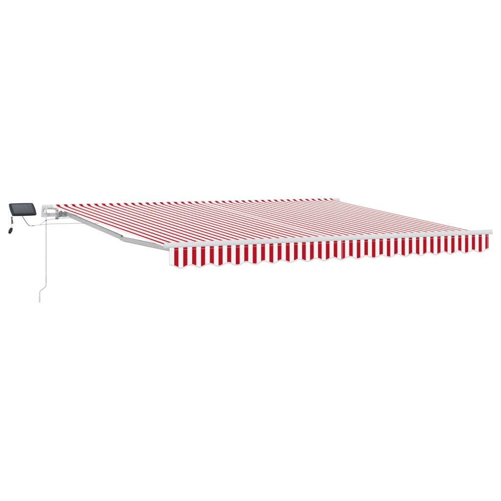 Tenda retrattile manuale con LED righe rosse e bianche 400x300 cm