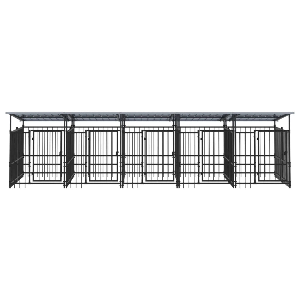 Gabbia per Cani da Esterno con Tetto in Acciaio 9,38 m² 3124592