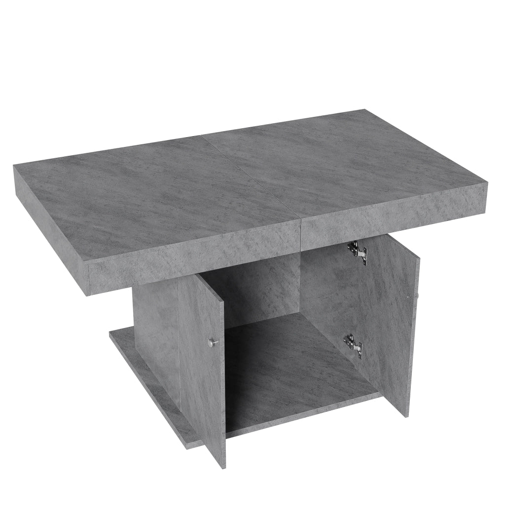 Tavolo da pranzo allungabile 140/180x80x76 cm grigio con vano contenitore e struttura in metallo