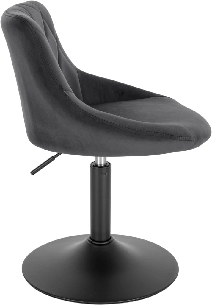 Casa Sedia Alta per Cucina con Schienale in Velluto, senza Poggiapiedi, l'altezza può essere regolata tra 42-58 cm, Grigio Scuro, BH242dgr-1