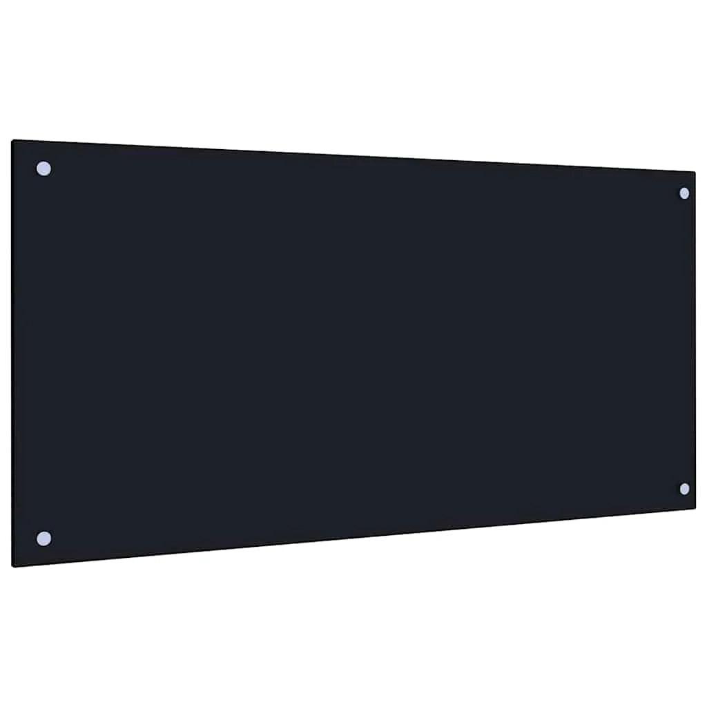 Set di 2 paraschizzi per cucina 100 x 50 cm moderni ed eleganti resistenti al calore in vetro temperato nero 02_0056233