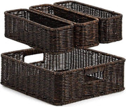 Set di 4 Cestelli di Tessuto per Magazzino - Organizzatore Decorativo per la Casa - Cestelli per Bagno e Cucina - 2 Dimensioni diverse - Cestello di Panno Marrone