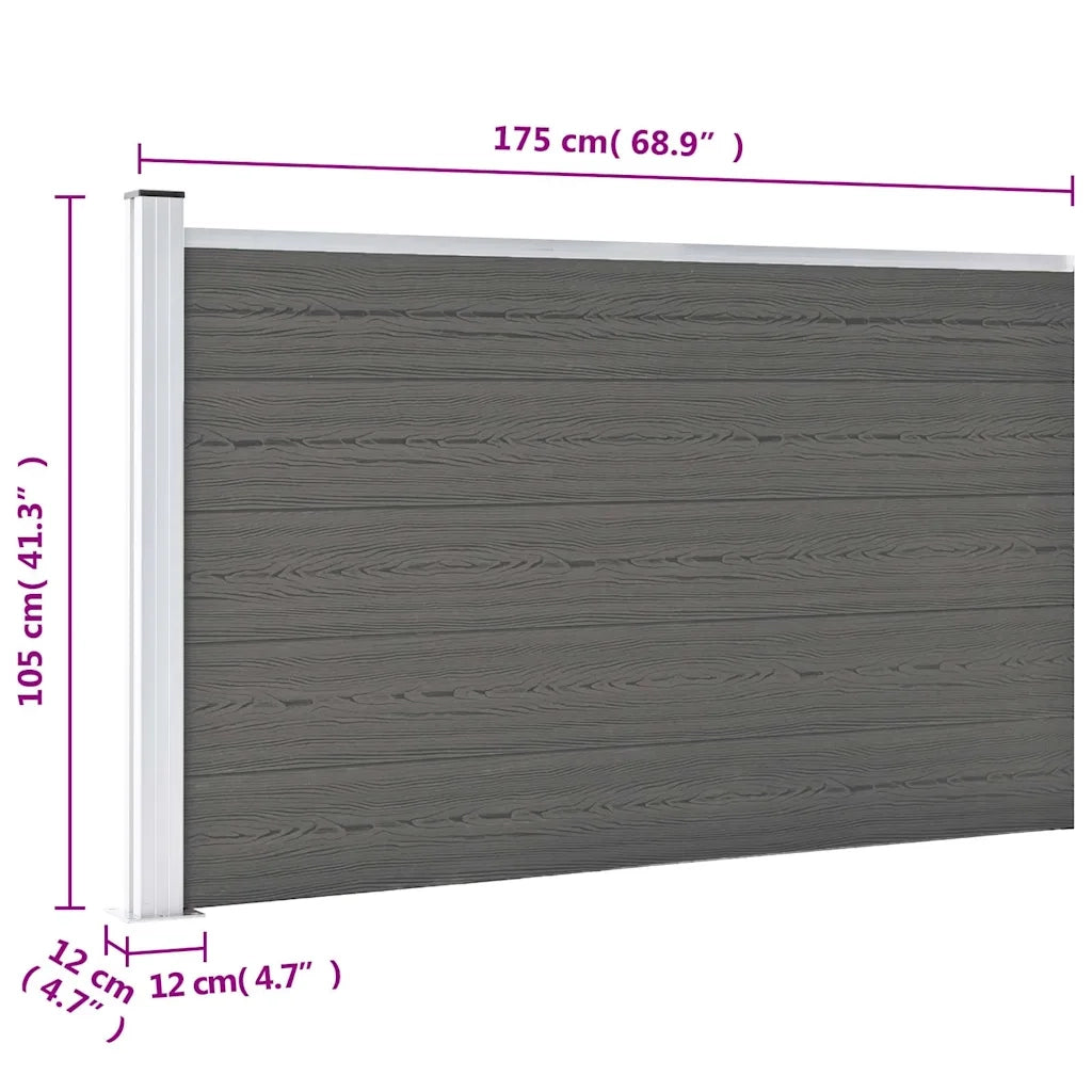 Pannello di recinzione | Recinzione da Giardino in WPC 175x105 cm Grigio