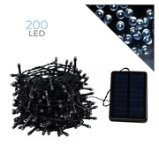 CATENA LUMINOSA LED 200 LUCI BIANCO FREDDO A RICARICA SOLARE - DECORAZIONI NATALIZIE PERFETTE PER GIARDINI ALBERI E ATTIVITA' COMMERCIALI