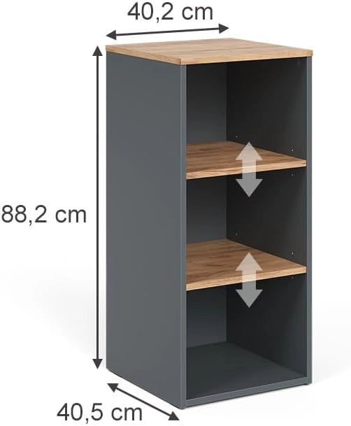 Mobiletto midi Viktor, Antracite/quercia dorata, 40.2 x 88.2 cm
