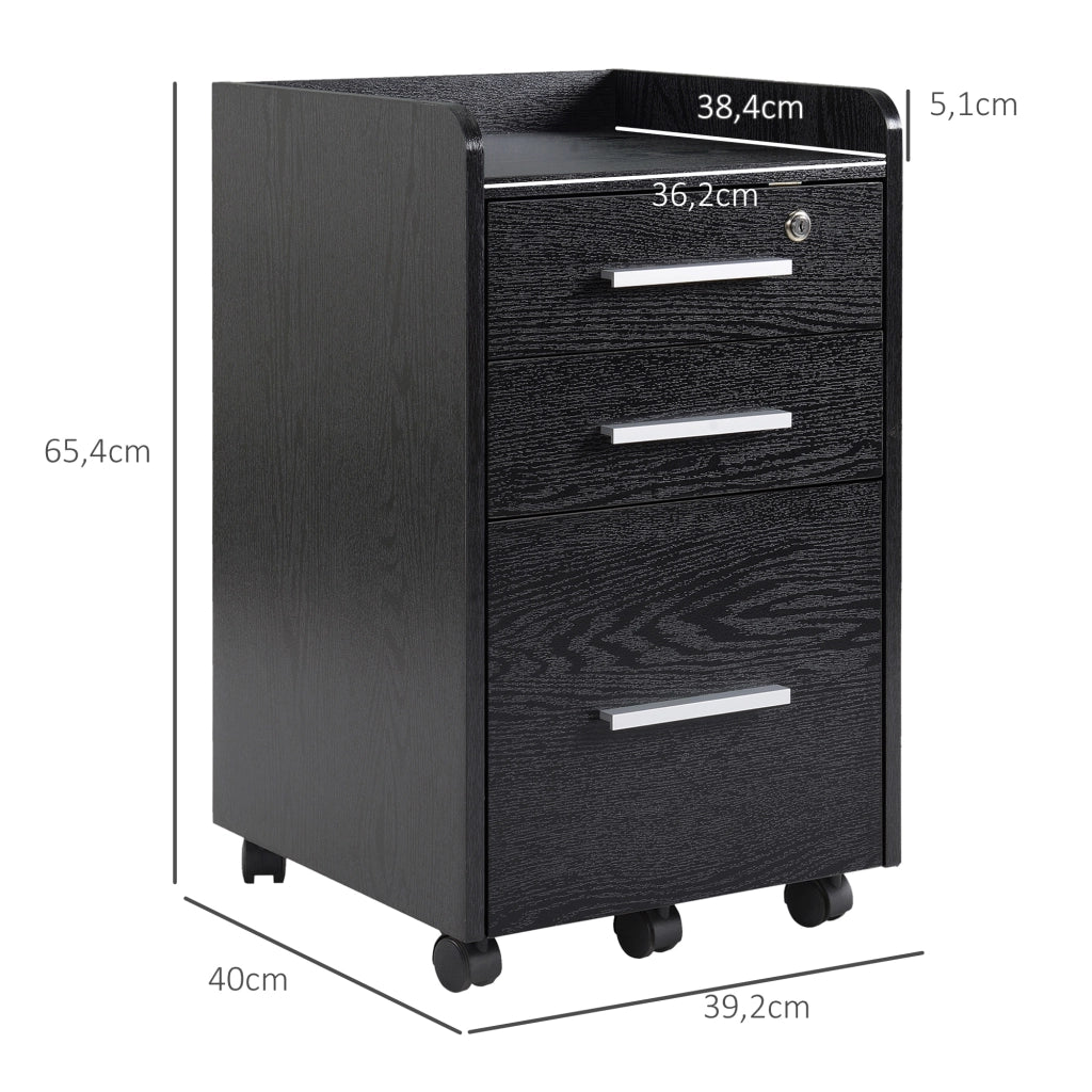 Scrivania con cassetti e ruote ¨C Minimal ¨C legno nero 90x50x75 cm