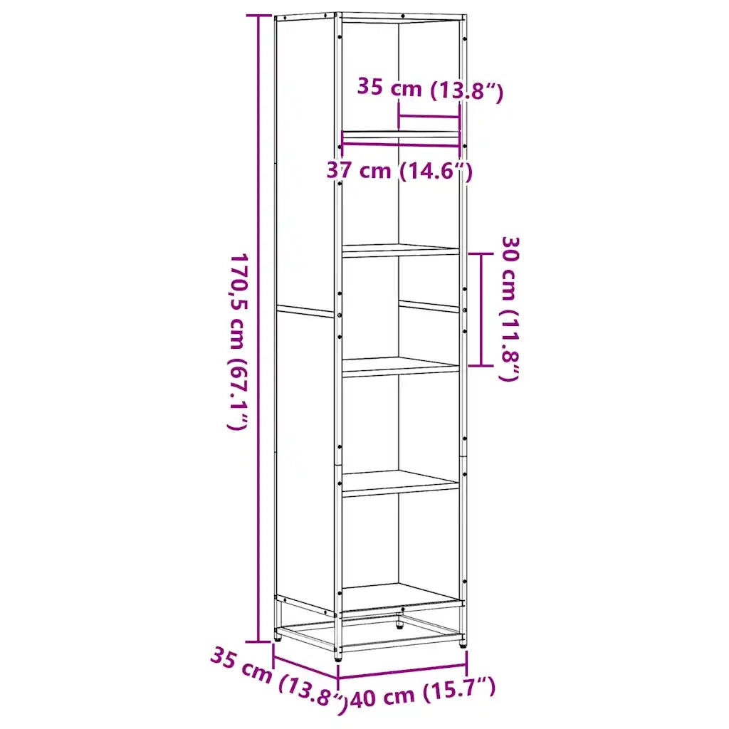 Libreria Rovere Fumo 40x35x170,5 cm in Legno Multistrato
