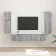 Set mobile TV 4 pz-Credenza per TV Grigio Sonoma Legno multistrato 463879