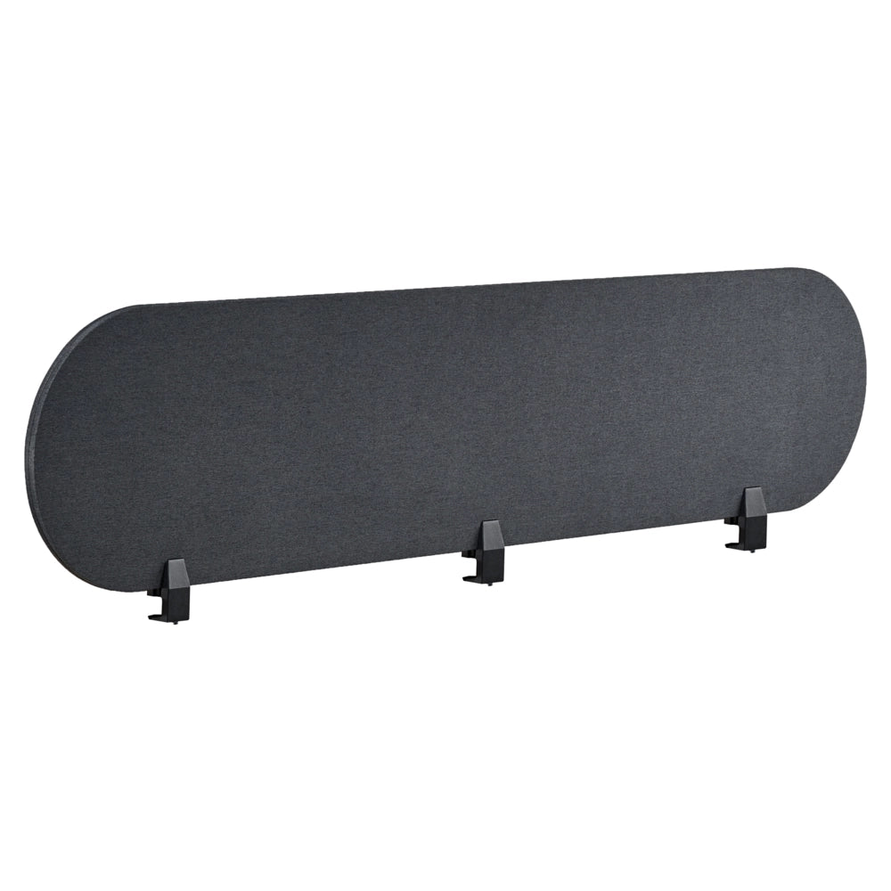 Pannello divisorio grigio scuro in tessuto PET Board 180 x 40 cm Schermo acustico Morsetti di montaggio modulari Casa Ufficio