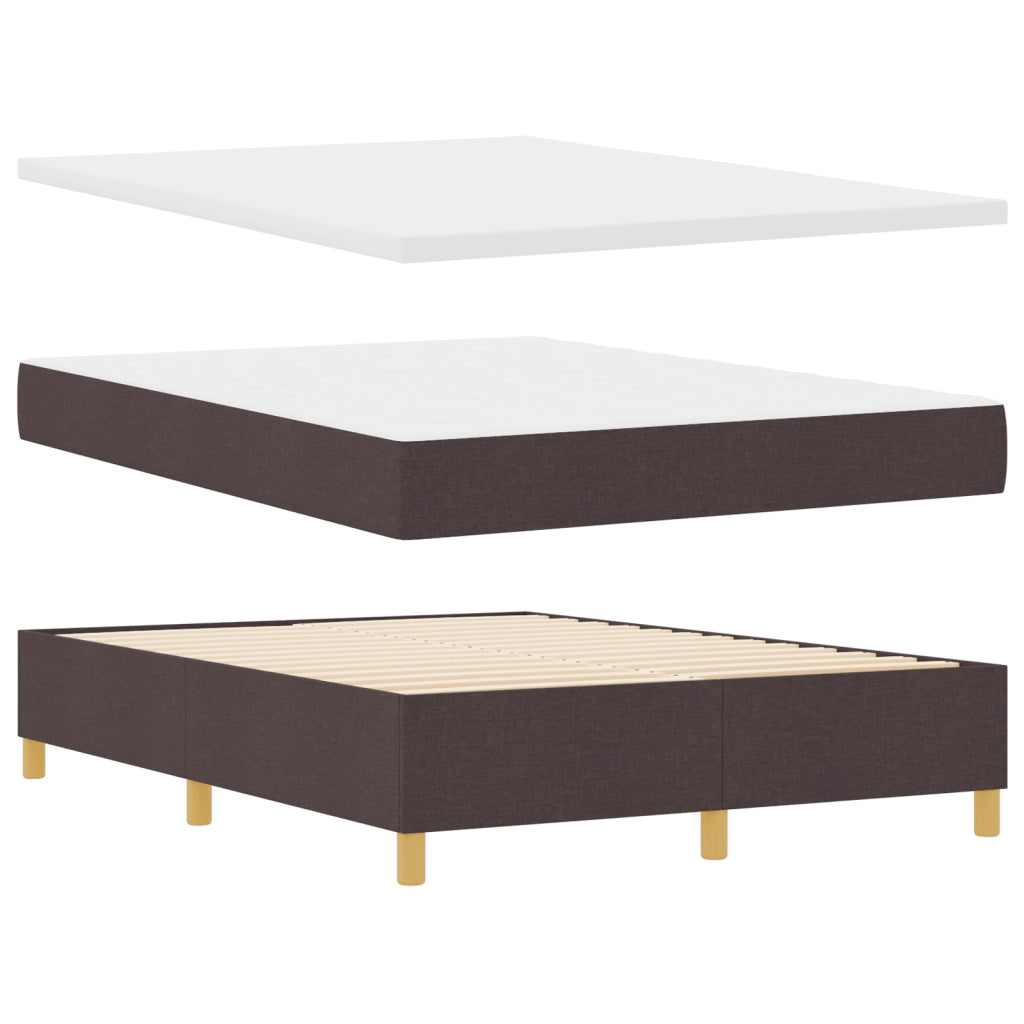 Letto con Box Spring e Materasso Marrone Scuro 140x200 cm Tessuto