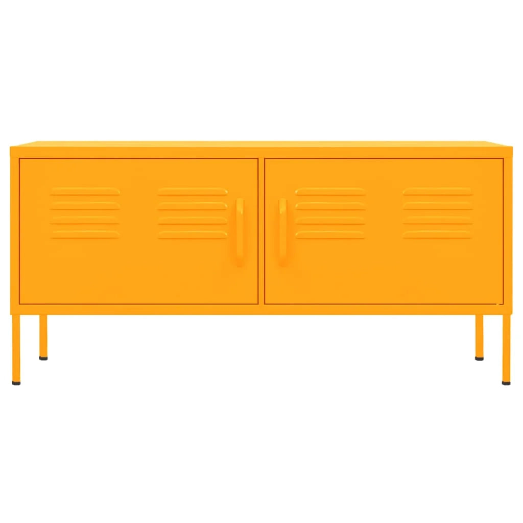 Mobile TV multimediale scaffale TV mobile TV sala da pranzo soggiorno camera da letto giallo senape 105 x 35 x 50 cm acciaio giallo 02_0027658