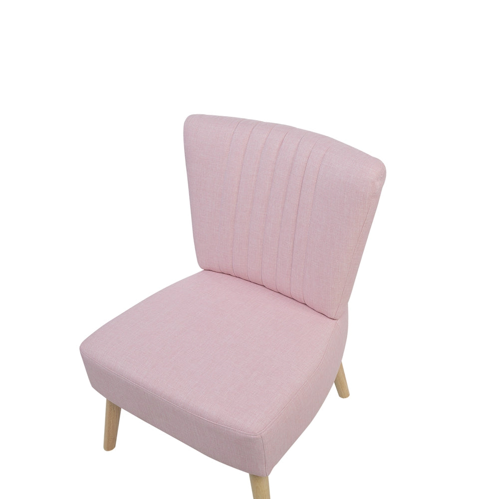 Poltrona rosa soggiorno Gambe in legno capitonné verticali senza braccioli
