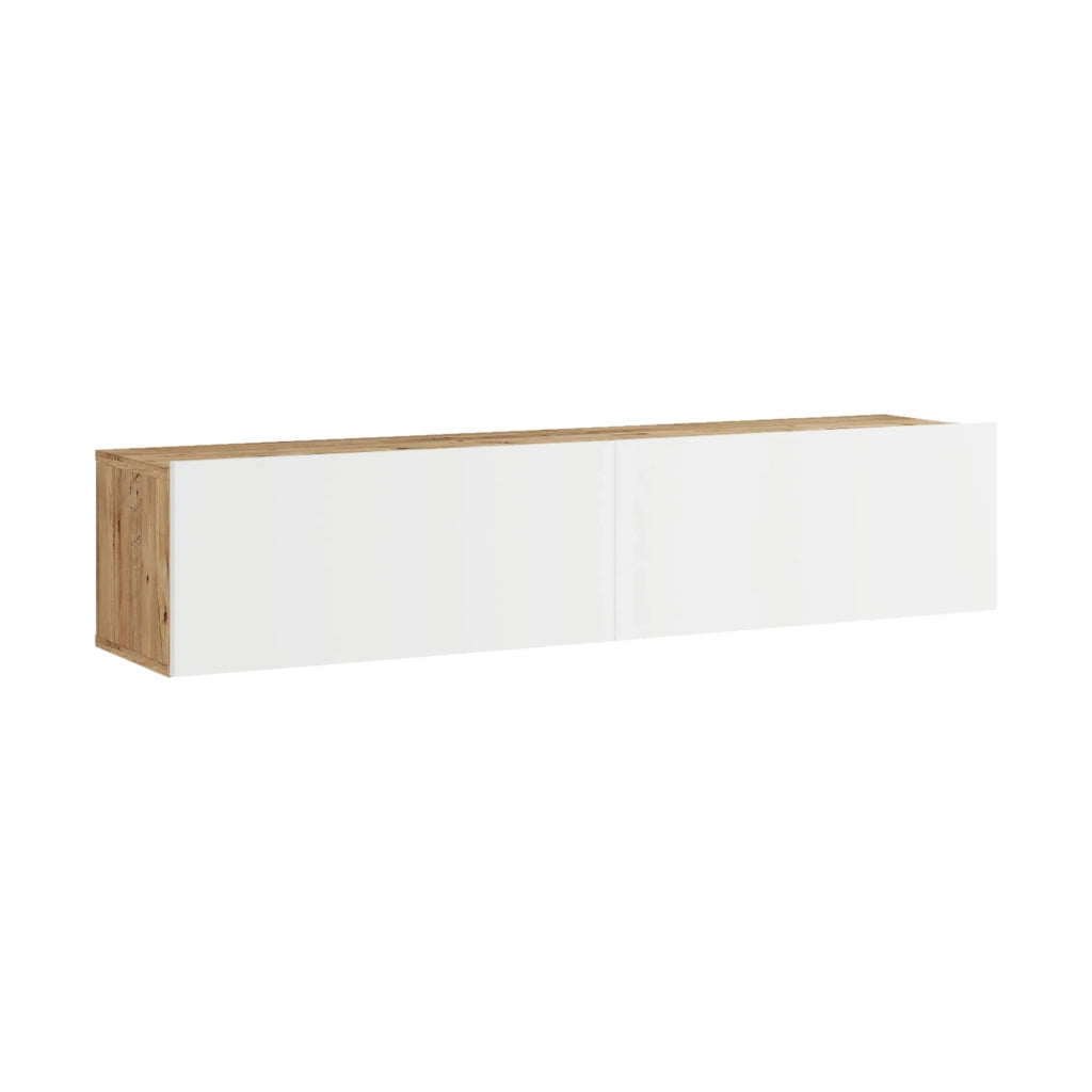 Mobile TV con 2 ante 29,5 x 140 x 31,5 cm effetto rovere rustico/bianco 03_0007783
