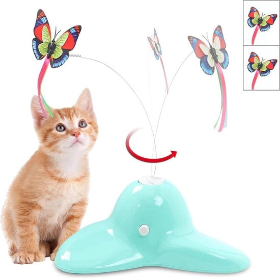Giocattolo interattivo per gatti - rotazione 360 gradi - gioco all'aperto e all'interno - con farfalle luminose - inclusa con 2 confezioni di sostituzione