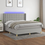 Letto a Molle Materasso e LED Grigio Chiaro 160x200 cm Tessuto 3139205