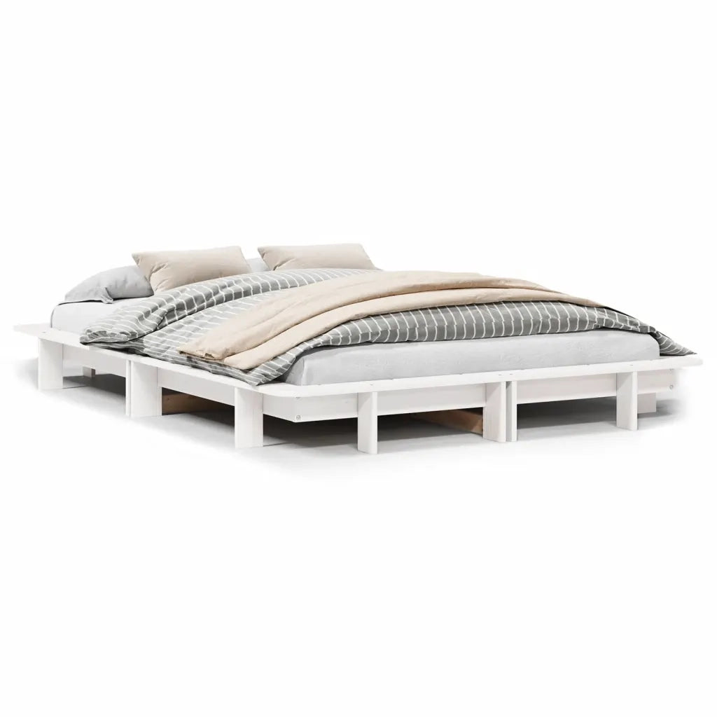 Letto senza Materasso Bianco 120x190 cm Legno Massello di Pino 850678
