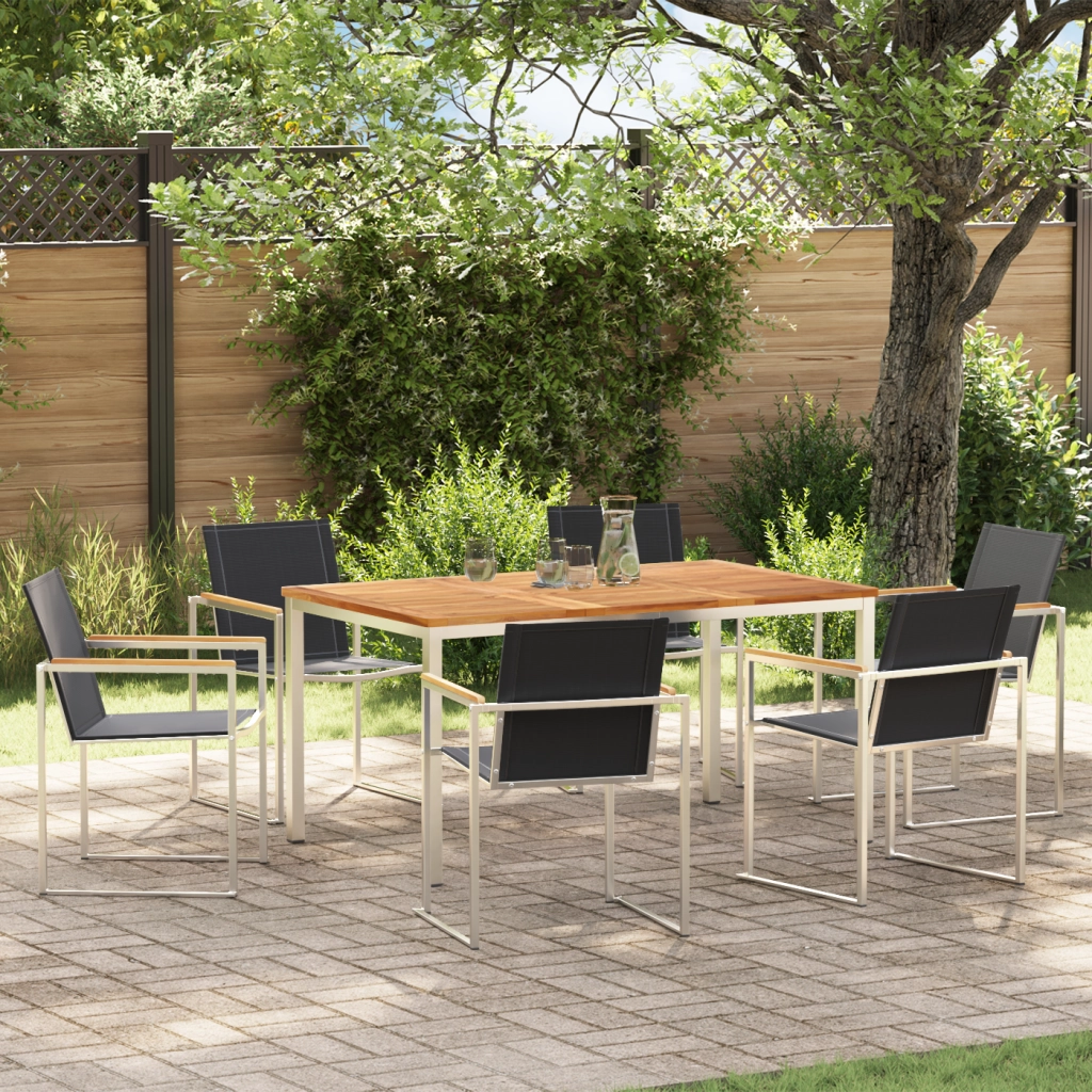 Set da pranzo da giardino  da 7 pezzi in legno massiccio di teak