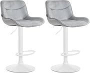 Set di 2 sgabelli da bar Vonore in velluto grigio,bianco
