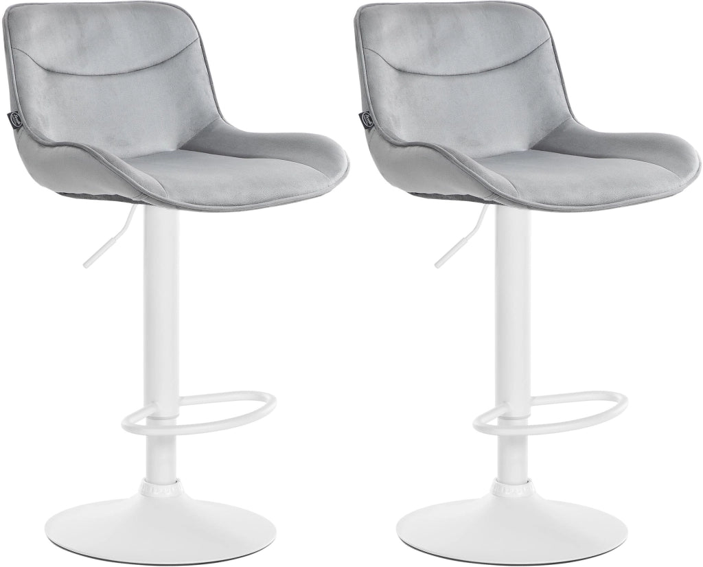 Set di 2 sgabelli da bar Vonore in velluto grigio,bianco