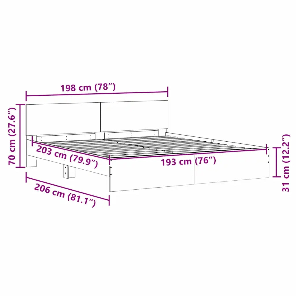 Struttura del letto 2 pcs Bianco 193 x 203 cm Legno multistrato 3402865