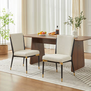 Sedia da pranzo Set da 2 con Piedini Regolabili e Design Minimalista, in Tessuto Beige