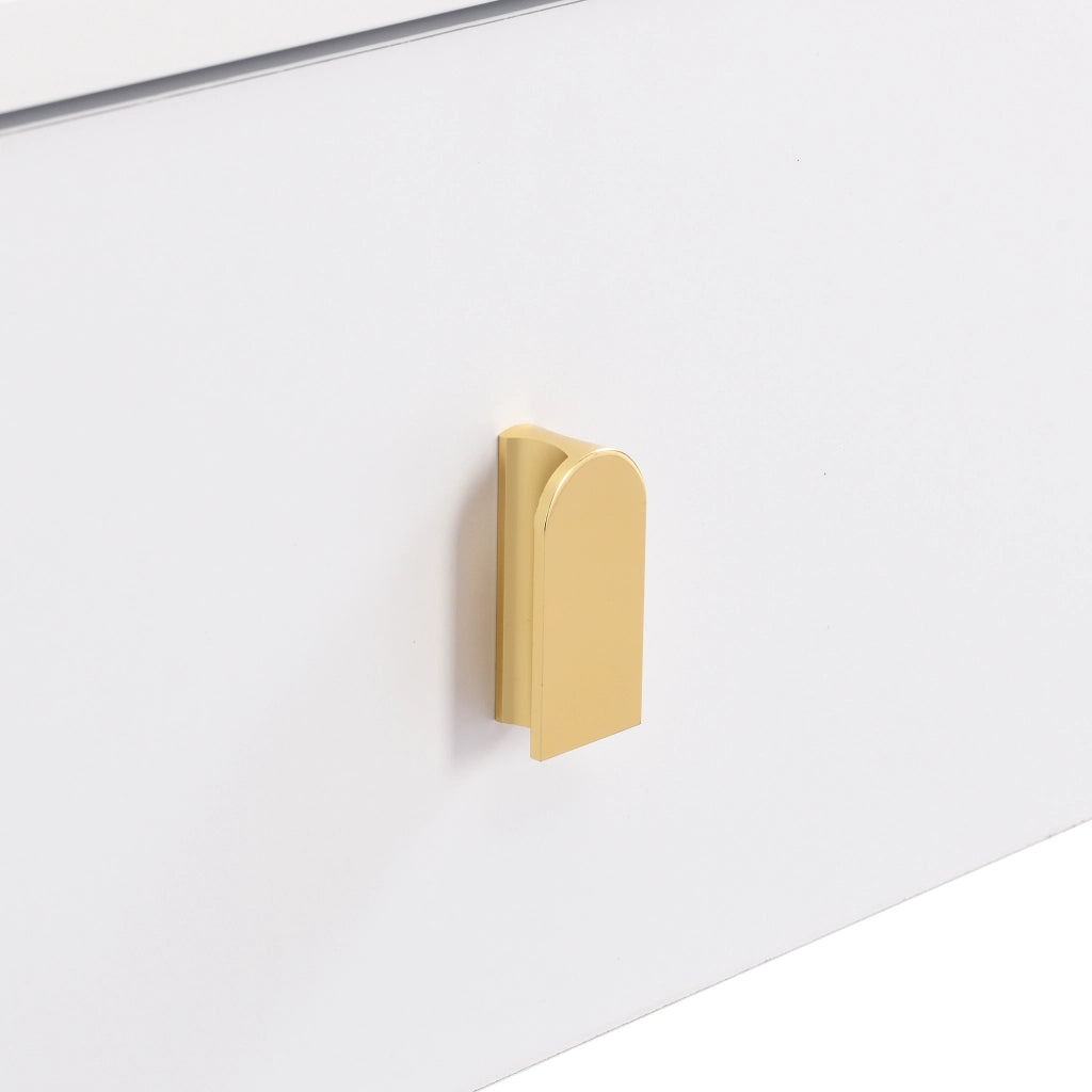 TAVOLINO 108 cm con 2 cassetti, MDF bianco, dettagli oro